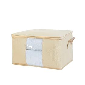 Ocean Home Textile 60x43x35 cm Büyük Boy PVC Pencereli Bej Balıksırtı Hurç