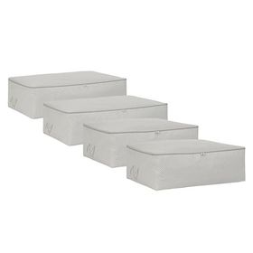 Ocean Home Textile 62x46x22 / 74x46x22 cm 4'lü Gri Balıksırtı Baza Altı 2 Adet Hurç Set