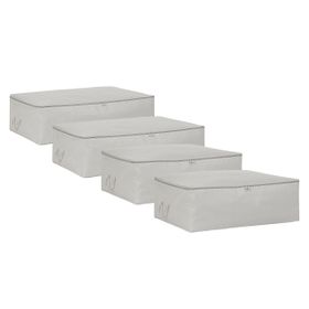 Ocean Home Textile 62x46x22 / 74x46x22 cm 4'lü Gri Balıksırtı Baza Altı 2 Adet Hurç Set