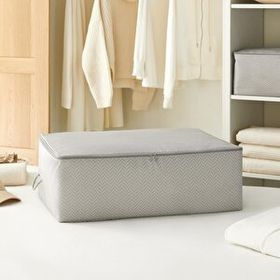 Ocean Home Textile 62x46x22 cm Büyük Boy Gri Balıksırtı Baza Altı Hurç