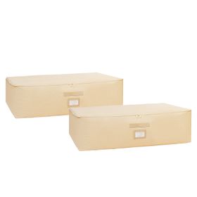Ocean Home Textile 74x46x22 cm 2'li Mega Boy Bej Balıksırtı Baza Altı Hurç Set