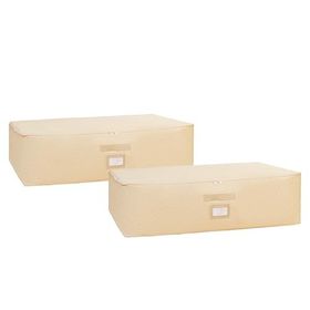 Ocean Home Textile 74x46x22 cm 2'li Mega Boy Bej Balıksırtı Baza Altı Hurç Set