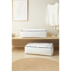 Ocean Home Textile 74x46x22 cm 2'li Mega Boy Lacivert Fermuarlı Beyaz Renk Stuff Things Baza Altı Hurç Set