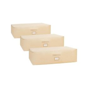 Ocean Home Textile 74x46x22 cm 3'lü Mega Boy Bej Balıksırtı Baza Altı Hurç Set