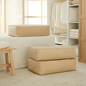 Ocean Home Textile 74x46x22 cm 3'lü Mega Boy Bej Balıksırtı Baza Altı Hurç Set