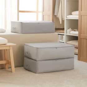 Ocean Home Textile 74x46x22 cm 3'lü Mega Boy Gri Balıksırtı Baza Altı Hurç Set