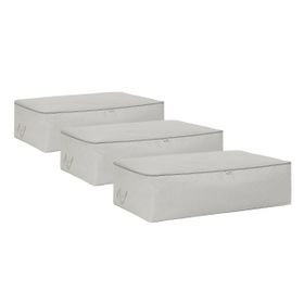 Ocean Home Textile 74x46x22 cm 3'lü Mega Boy Gri Balıksırtı Baza Altı Hurç Set