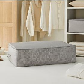 Ocean Home Textile 74x46x22 cm Mega Boy Gri Balıksırtı Baza Altı Hurç
