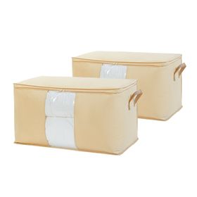 Ocean Home Textile 75x40x40 cm 2'li Mega Boy PVC Pencereli Bej Balıksırtı Hurç Set