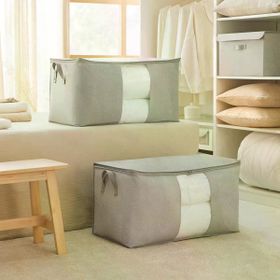 Ocean Home Textile 75x40x40 cm 2'li Mega Boy PVC Pencereli Gri Balıksırtı Hurç Set