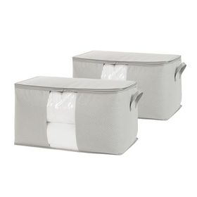 Ocean Home Textile 75x40x40 cm 2'li Mega Boy PVC Pencereli Gri Balıksırtı Hurç Set