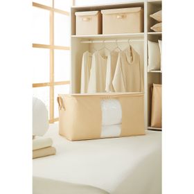Ocean Home Textile 75x40x40 cm Mega Boy PVC Pencereli Bej Balıksırtı Hurç