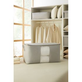 Ocean Home Textile 75x40x40 cm Mega Boy PVC Pencereli Gri Balıksırtı Hurç