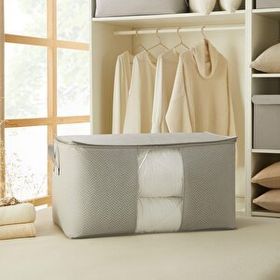 Ocean Home Textile 75x40x40 cm Mega Boy PVC Pencereli Gri Balıksırtı Hurç