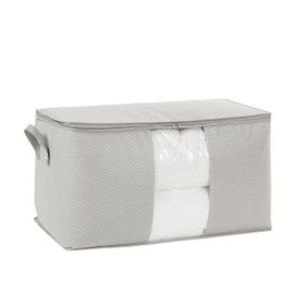 Ocean Home Textile 75x40x40 cm Mega Boy PVC Pencereli Gri Balıksırtı Hurç