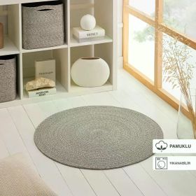 Ocean Home Textile 80 cm Yıkanabilir Gri Kırçıllı Pamuklu Halı Kilim