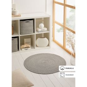 Ocean Home Textile 80 cm Yıkanabilir Gri Kırçıllı Pamuklu Halı Kilim