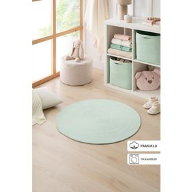 Ocean Home Textile 80 cm Yıkanabilir Mint Kırçıllı Pamuklu Halı Kilim