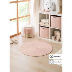 Ocean Home Textile 80 cm Yıkanabilir Pembe Kırçıllı Pamuklu Halı Kilim