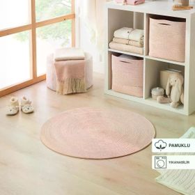 Ocean Home Textile 80 cm Yıkanabilir Pembe Kırçıllı Pamuklu Halı Kilim