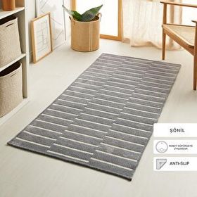 Ocean Home Textile 80x150 cm Gri Renk Çizgi Desenli Şönil Halı Kilim