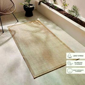 Ocean Home Textile 80x150 cm Leke Tutmaz İç Dış Mekan Bej Renk Balıksırtı Halı Kilim