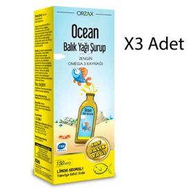 Ocean Omega 3 Limon Aromalı 3x150 ml Şurup Balık Yağı