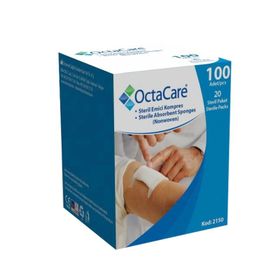 OctaCare 7.5x7.5 cm 100'lü Steril Emici Kompres Gazlı Bez