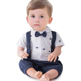 Odziezet Suit in Summer Kısa Kollu Vaftiz Örgün Yenidoğan Çocuk 3-18 Ay Kıyafet Smokin