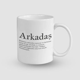 Offo Arkadaş Tanımı Tasarımlı Beyaz 300 ml Bardak Kupa