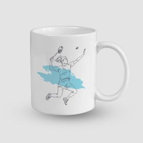 Offo Badminton Oynayan Sporcu Tasarımlı Beyaz 300 ml Bardak Kupa
