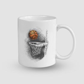 Offo Basketbol Topu ve Pota Tasarımlı Beyaz 300 ml Bardak Kupa