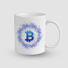 Offo Bitcoin Evreni Tasarımlı Beyaz 300 ml Bardak Kupa