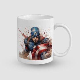 Offo Captan America Evreni Tasarımlı Beyaz 300 ml Bardak Kupa