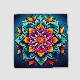 Offo Çiçek Renkli Mandala Tasarımlı Doğal Taş 10x10 cm Bardak Altlığı