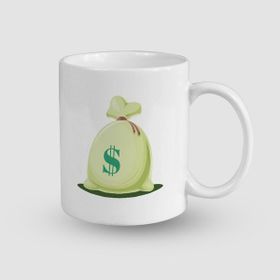 Offo Dolar Çuvalı Tasarımlı Beyaz 300 ml Bardak Kupa