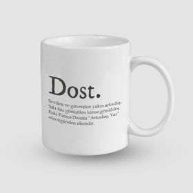 Offo Dost Tanımı Tasarımlı Beyaz 300 ml Bardak Kupa