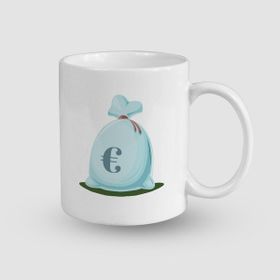 Offo Euro Çuvalı Tasarımlı Beyaz 300 ml Bardak Kupa