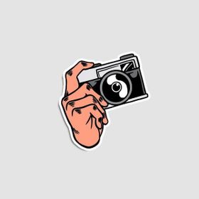 Offo Fotoğraf Makinesi Tasarımlı Beyaz Laptop Sticker