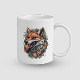 Offo Fox and Beer Tasarımlı Beyaz 300 ml Bardak Kupa