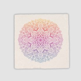 Offo Gökkuşağı Çiçeği Tasarımlı Doğal Taş Kare 10x10 cm Bardak Altlığı