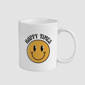 Offo Happy Times Emoji Baskılı Beyaz 300 ml Bardak Kupa