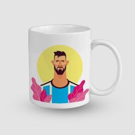 Offo Karikatür Tasarımlı Messi Beyaz 300 ml Bardak Kupa