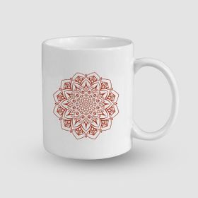 Offo Kırmızı Lotus Çiçeği Tasarımlı Beyaz 300 ml Bardak Kupa