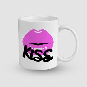 Offo Kiss Tasarımlı Beyaz 300 ml Bardak Kupa