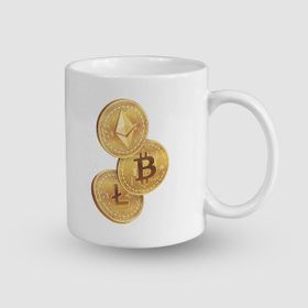 Offo Kripto Paralar Tasarımlı Beyaz 300 ml Bardak Kupa