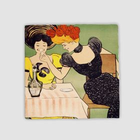 Offo Likör İçen Kadınlar Retro Tasarımlı Doğal Taş 10x10 cm Bardak Altlığı