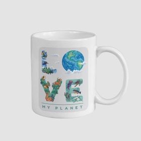 Offo Love My Planet Tasarımlı Beyaz 300 ml Bardak Kupa