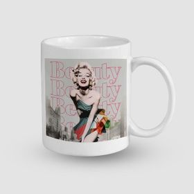 Offo Marilyn Monroe Beauty Tasarımlı Beyaz 300 ml Bardak Kupa