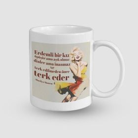 Offo Marilyn Monroe ve Unutulmaz Sözü Tasarımlı Beyaz 300 ml Bardak Kupa